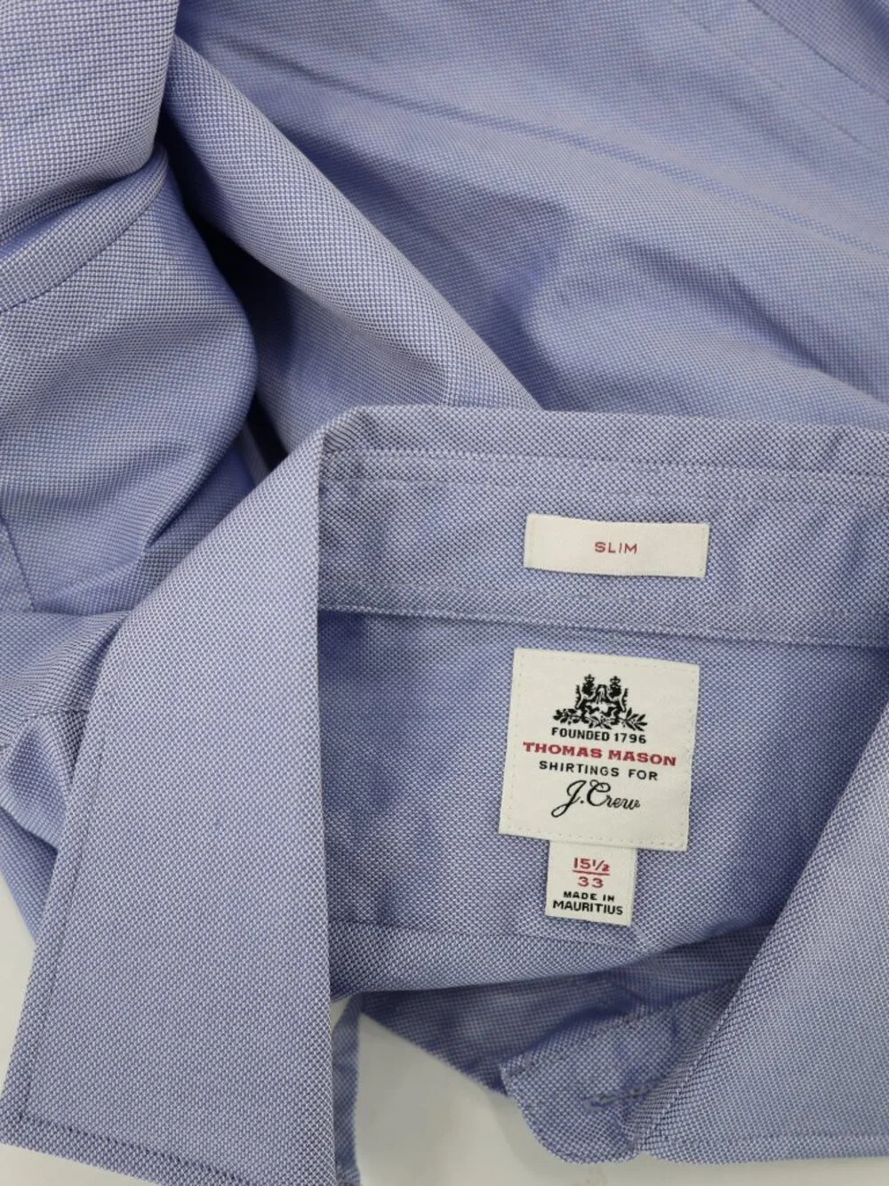 NWT J CREW Dress Shirt Mens 15.5 Thomas Mason Slim Fit Long Sleeve Blue preppy